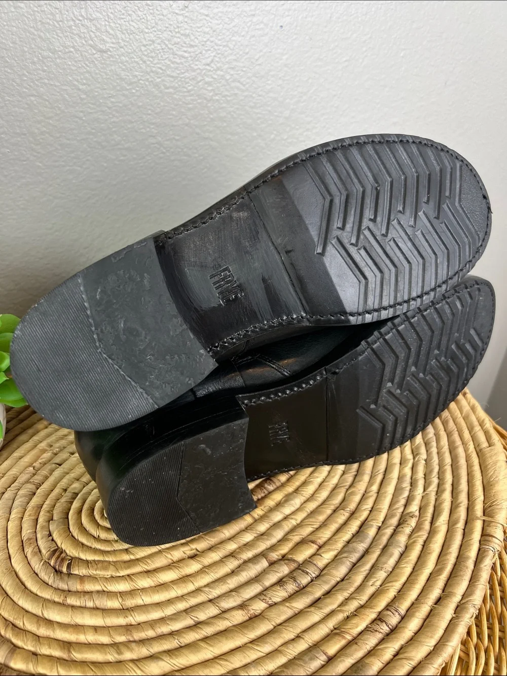 Frye Black Leather Harness Ankle Boots with Ring Detail